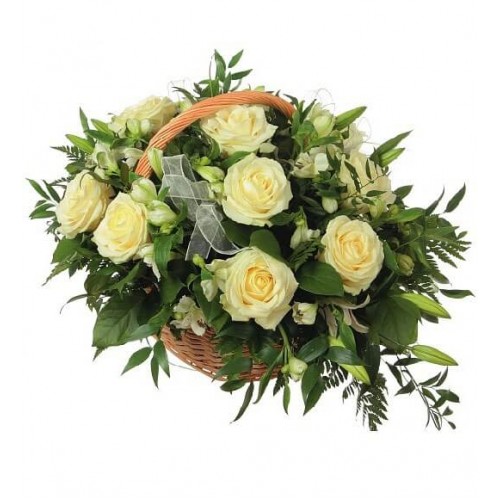 Корзина из роз "Белая ночь"